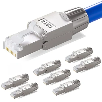 Afbeelding van hb digital Set van 8 CAT.8.1 RJ 45 NS naar LSA netwerkconnectoren Vergulde contacten Gigabit LAN connector Gereedschapsloos Voor patchkabel CAT8 CAT7 CAT6a DSL Internet STP installatiekabel