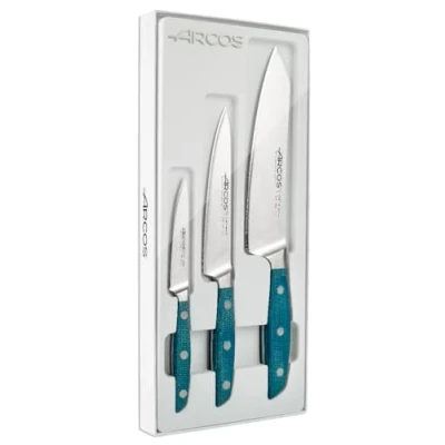 Afbeelding van Arcos Brooklyn Set 3 delige keukenmessenset gesmeed roestvrij staal Micarta Blue Color handvat