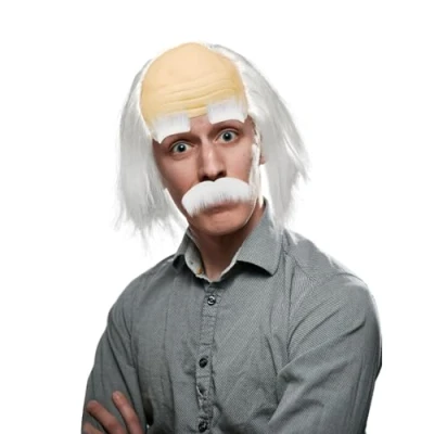 Afbeelding van XNIVUIS Set van 3 pruiken voor opa kostuum, kaal hoofd pruik mannen, half kale pruik, gekke lerarenpruik, party, cosplay, carnaval, Halloween (3 stuks)