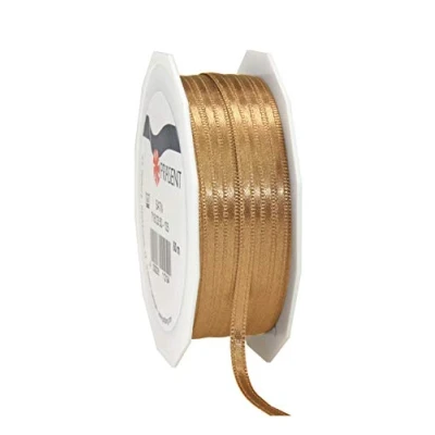 Afbeelding van C.E. Pattberg SATIN goud, 50 m satijnen lint voor het inpakken van geschenken, 3 mm breed, cadeaulint decoreren en knutselen, decoratielint presentaties, elke gelegenheid