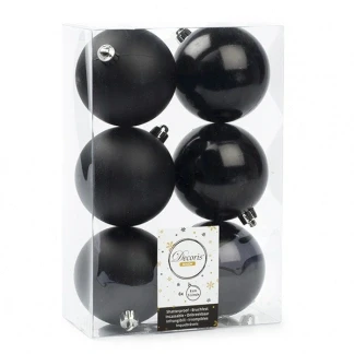 Afbeelding van Kerstballen Ø 8 cm 6 stuks (Zwart)