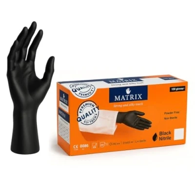 Afbeelding van Nitril wegwerphandschoenen, 100 stuks, rubber, poedervrij, latexvrij, maat S, zwart,