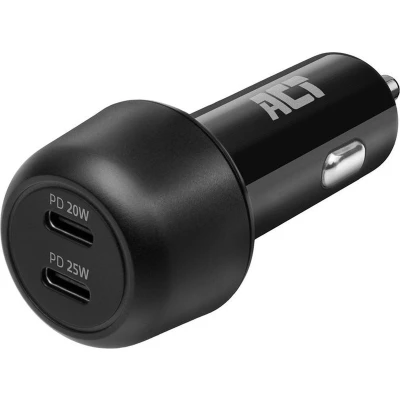 Afbeelding van ACT AC2200 2 poorts USB C Fast Charge Autolader 45W met Power Delivery