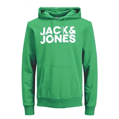 Afbeelding van JACK &amp; JONES Jjecorp Logo Noos Hoodie voor heren (1 stuk), IJslands groen/wit bedrukt