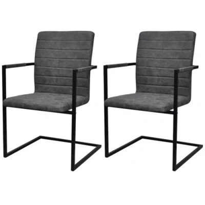 Afbeelding van vidaXL Eetkamerstoelen 2 st kunstleer grijs