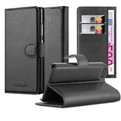 Afbeelding van Cadorabo Hoesje geschikt voor Apple iPhone 5 / 5S SE 2016 in PHANTOM ZWART Beschermhoes met magnetische sluiting, standfunctie en kaartvakje Book Case Cover Etui