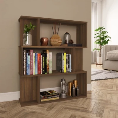 Afbeelding van Boekenkast / kamerscherm 80x24x96 cm bewerkt hout bruineiken