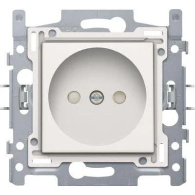 Afbeelding van Niko, Stopcontact zonder aarding met kinderveiligheid, inbouwdiepte 21 mm, sokkel schroefklemmen en afwerkingsset Original White