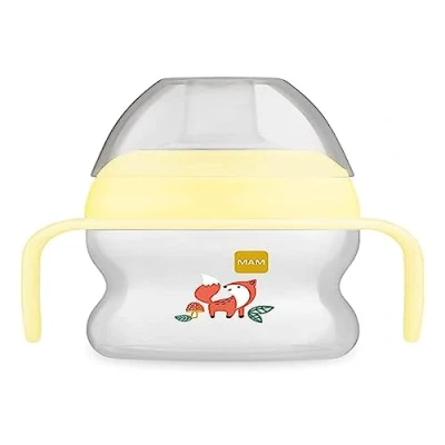 Afbeelding van MAM Zachte drinkbeker 4+ maanden 150 ml (willekeurige kleur) leerbeker met lekvrije tuit en ergonomische handgrepen eerste babybeker ultrazachte drinktuit
