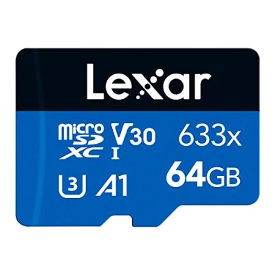 Image de Lexar 633x Carte Micro SD 64 Go, microSDXC UHS I Sans Adaptateur SD, Jusqu&#039;à 100 Mo/s en Lecture, A1, C10, U3, V30, TF pour Smartphone/Tablette/Caméra Surveillance (LMS0633064G BNNAA)