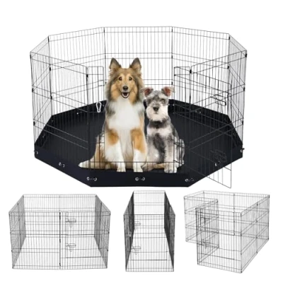 Image de VEVOR Parc Chien Enclos Animaux de Compagnie Pliable Métal 76 cm avec Tapis