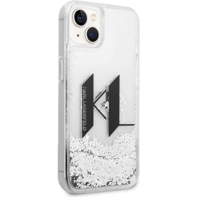 Afbeelding van Backcase hoesje geschikt voor iPhone 14 Karl Lagerfeld Effen Zilver Silicone