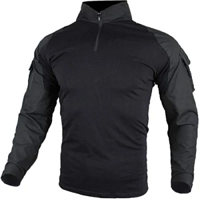 Afbeelding van Zuoxiangru tactisch shirt voor mannen, combatshirt, ripstop, ademend, multicamshirt jacht, militairen, airsoft, zwart.