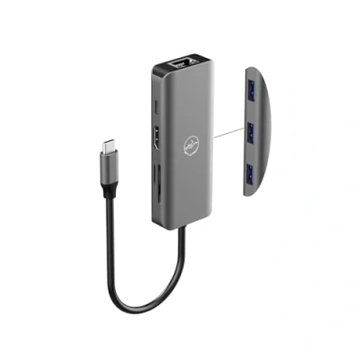 Afbeelding van Mobility Lab 100W 8 in 1 USB C adapter hub HDMI, C, 3 3.0 poorten, ethernet, SD kaartlezer en micro Snelle internetsnelheid 10/100/1000 Mbps HDMI 4K