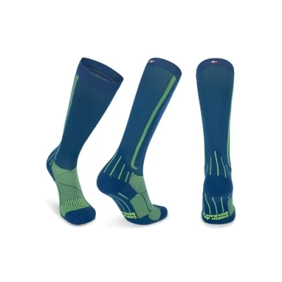 Afbeelding van DANISH ENDURANCE Compressiesokken 21 26 mmhg, optimale compressie, hardlopen en sport, heren dames, 1 of 2 paar, blauw/neongeel, paar