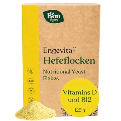 Afbeelding van Engevita Flocons de levure nutritionnelle Bon Vegan qualité supérieure 125 g Substitut fromage végétalien Avec vitamine D végétalienne Vitamines B12