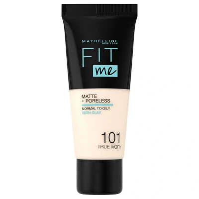 Afbeelding van Maybelline New York Fit Me Matte + Poreless Foundation 101 True Ivory Medium Dekkende met Finish voor de Normale tot Vette Huid 30 ml