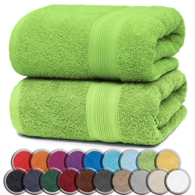 Afbeelding van NatureMark Set van 2 Saunahanddoeken, Premium Kwaliteit, 80 x 200 cm, 100% Katoen, Appelgroen