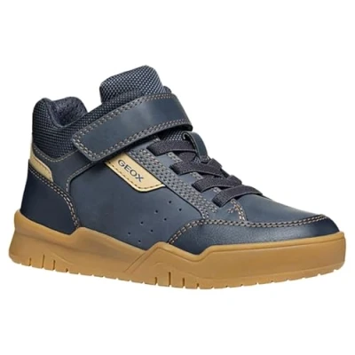 Afbeelding van Geox J Perth Sneakers hoog voor kinderen, Maat: 39, Navy beige Kunststof/ textiel