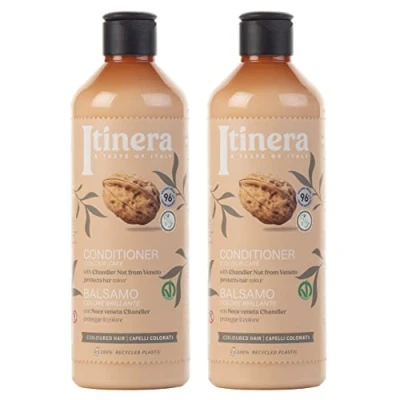Afbeelding van ITINERA Conditioner voor gekleurd haar met Veneto walnoot, 96% natuurlijke ingrediënten, 370 ml x2