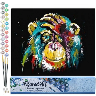 Afbeelding van Figured&#039;Art Schilderen op Nummer Volwassenen canvas Baviaan Pop art Handwerk acrylverf Kit DIY Compleet 40x50cm zonder frame