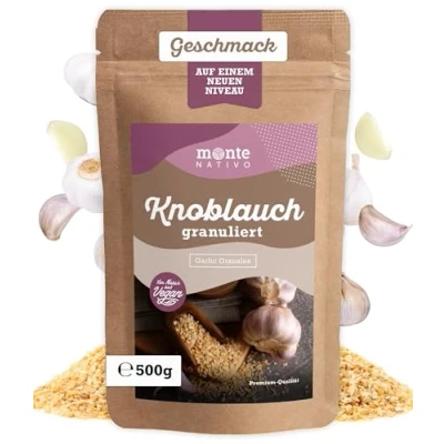 Image de Ail granulé Monte Nativo (500g) semoule Épices aromatiques séchées avec soin, idéales pour Cuisiner et Assaisonner Arôme Goût intenses