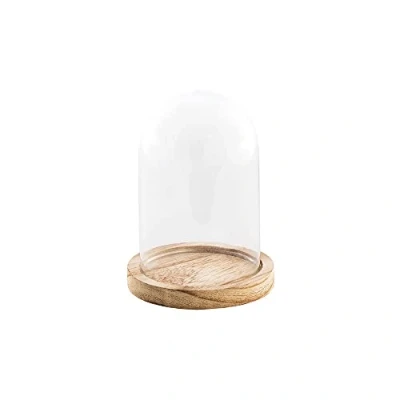 Afbeelding van Chaks Decoratie stolp glas houten plateau D10 x H13,5 cm