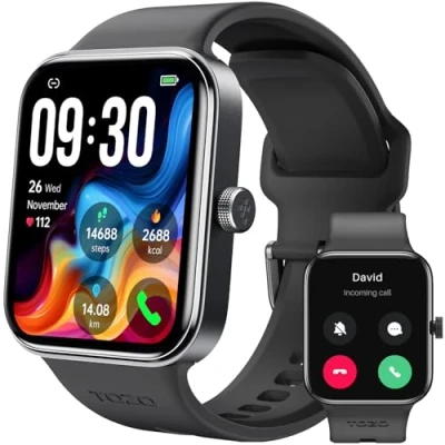 Afbeelding van TOZO S4 AcuFit One Smartwatch met 4,5 cm AMOLED display voor dames en heren, bluetooth oproepwijzerplaat, fitnesstracker, hartslag zuurstof in het bloed, slaapmonitor,