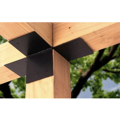 Afbeelding van Wovar Pergola Hoekverbinding met Verlenging Zwart Gecoat voor 20 x cm balken open model Per Stuk