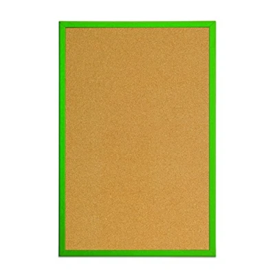 Afbeelding van Bi Office Prikbord van kurk, kurkbord met groene MDF frame, 40 x 30 cm