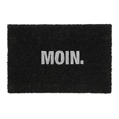 Afbeelding van Relaxdays Deurmat kokos voetmat 60 x 40 cm kokosmat buitenmat &quot;Moin.&quot; zwart