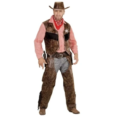 Afbeelding van Widmann Cowboy &amp; Cowgirl Kostuum Stoere Man / Jongen Bruin XXL Carnavalskleding Verkleedkleding