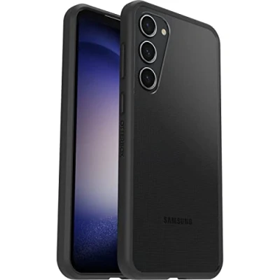 Image de OtterBox React Series Coque de protection pour téléphone portable antimicrobien élastomère thermoplastique (TPE), polycarbonate cristal noir Samsung Galaxy S23+