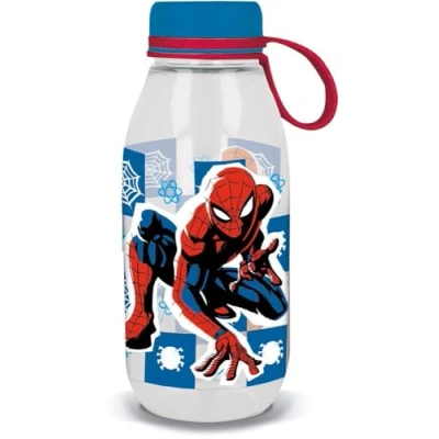 Afbeelding van Marvel Ecozen Drinkfles voor kinderen, transparant, Tritan Spiderman heren, 460 ml, met capuchon en siliconen handvat