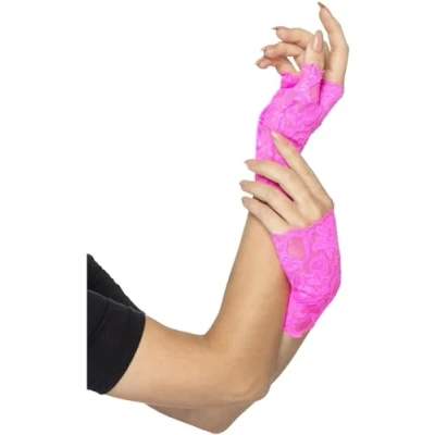 Afbeelding van SMIFFY&#039;S Fluo roze kant handschoenen voor vrouwen