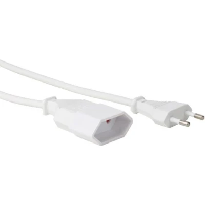 Afbeelding van Perel Verlengkabel, H03VVH2 F 2G0.75, 1.8 m, 2.5 A/230 V, 625 W, type C Eurostekker, voor binnen, pvc, wit