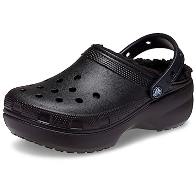 Afbeelding van Crocs Classic Platform Lined Pantoffels, Dames, Maat: 38/39, Black Kunststof