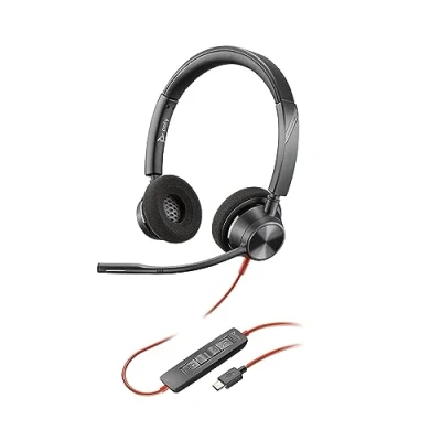 Image de Poly Blackwire 3320 3300 series micro casque sur oreille filaire Suppresseur de bruit actif USB C noir