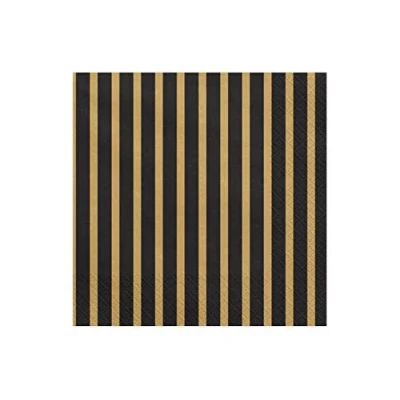 Afbeelding van Partydeco Servetten Stripes Goud/Zwart (20 stuks)
