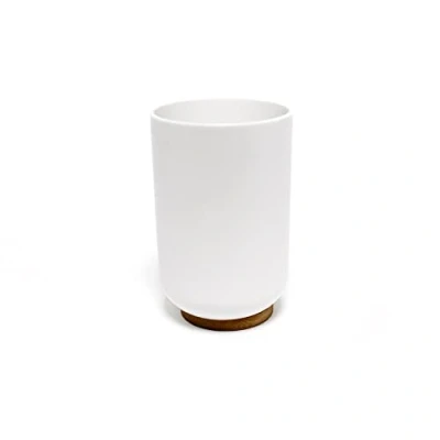 Afbeelding van Douceur d&#039;Intérieur 1801411 drinkbeker, polyester + bamboe, wit, 7,2 x 10,5 cm
