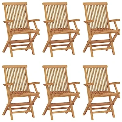 Afbeelding van vidaXL Tuinstoelen 6 st inklapbaar massief teakhout