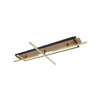 Afbeelding van Beatrix LED plafondlamp, lengte 100 cm, hout/zwart