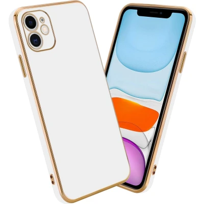 Afbeelding van Cadorabo Hoesje geschikt voor Apple iPhone 11 in Glossy Wit Goud Beschermhoes Case Cover van flexibel TPU silicone en met camerabescherming