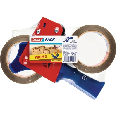 Afbeelding van Tesa Afroller Voor Verpakkingsplakband Van Maximum 50 Mm, Inclusief 2 Rollen Pp Tape Ft Mm X 66 M Plakbandafroller
