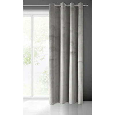 Afbeelding van Eurofirany Fluweelgordijn, effen, ondoorzichtig, met ringen, 1 stuk, pluizig, klassiek, glamour, elegant, voor woonkamer, slaapkamer, 215 g/m², polyester, zilvergrijs, 139 x 248 cm (b
