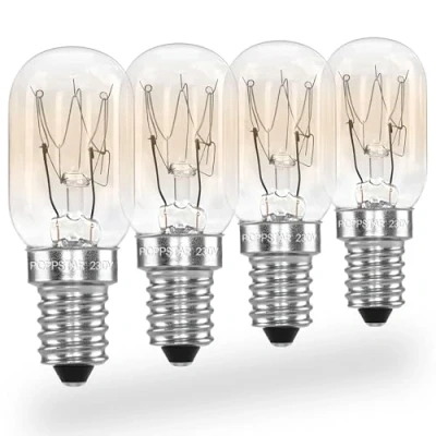 Afbeelding van Poppstar 4 stuks koelkastlampen, E14, 15 W, lamp voor koelkast, naaimachine, vriezer, van zoutkristal (2700 K warm wit, 150 lumen)