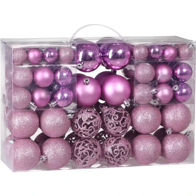 Afbeelding van Casaria Kerstballen 100 er Set Kunststof Mat Glanzend Ø 3 4 6 cm Roze