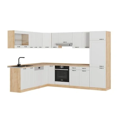 Afbeelding van Vicco Hoekkeuken R Line, Wit landhuis/gouden eik, 227 x 287 cm , WB Eik