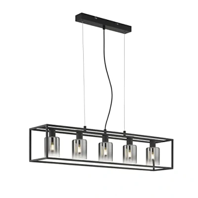 Afbeelding van Fischer &amp; Honsel Hanglamp Iska 5x E14 max. 10 W (excl.) Zwart Zandgrond Metaal