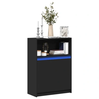 Afbeelding van Dressoir met LED 72x34x100 cm bewerkt hout zwart